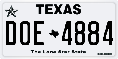 TX license plate DOE4884