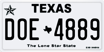 TX license plate DOE4889