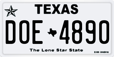 TX license plate DOE4890