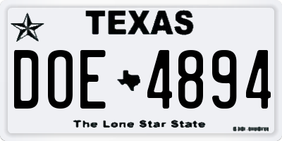 TX license plate DOE4894