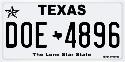 TX license plate DOE4896
