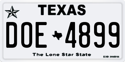 TX license plate DOE4899