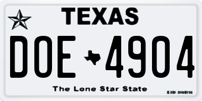 TX license plate DOE4904