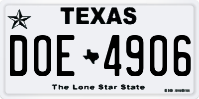 TX license plate DOE4906