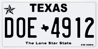 TX license plate DOE4912