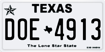 TX license plate DOE4913