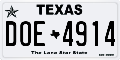TX license plate DOE4914
