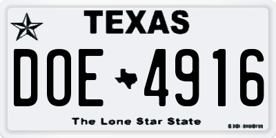 TX license plate DOE4916