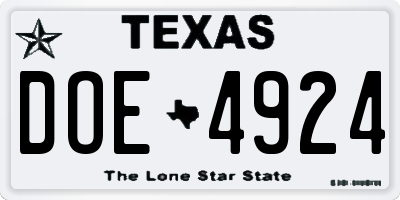 TX license plate DOE4924
