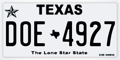 TX license plate DOE4927