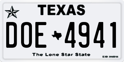TX license plate DOE4941