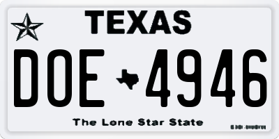 TX license plate DOE4946