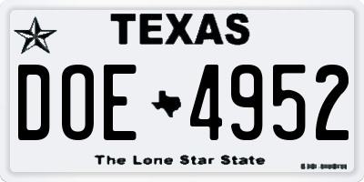 TX license plate DOE4952