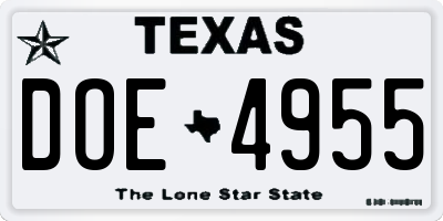 TX license plate DOE4955