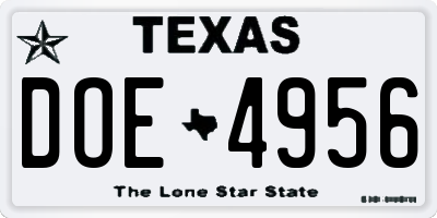 TX license plate DOE4956