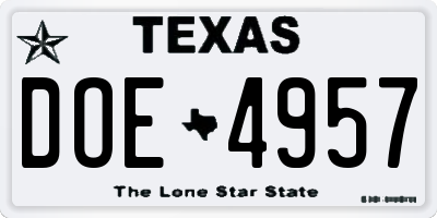 TX license plate DOE4957