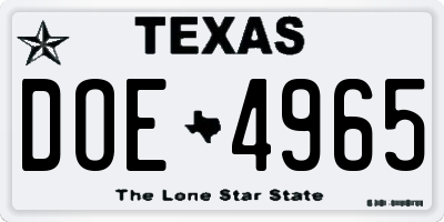 TX license plate DOE4965