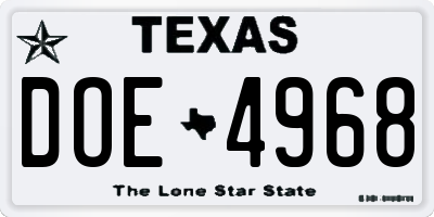 TX license plate DOE4968
