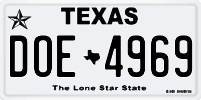 TX license plate DOE4969