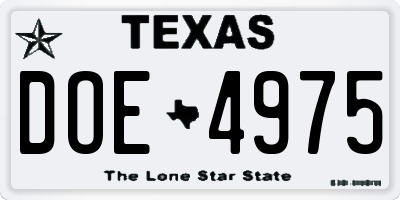 TX license plate DOE4975