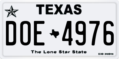 TX license plate DOE4976