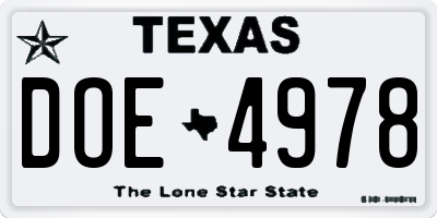 TX license plate DOE4978
