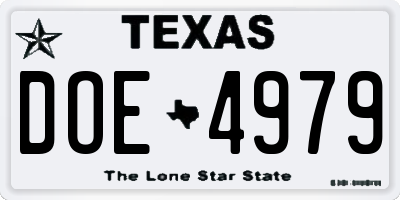 TX license plate DOE4979