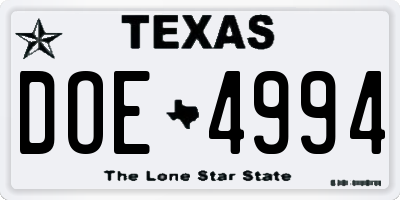TX license plate DOE4994