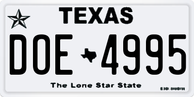 TX license plate DOE4995
