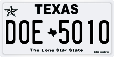 TX license plate DOE5010