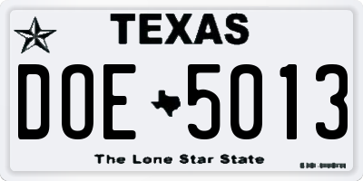 TX license plate DOE5013