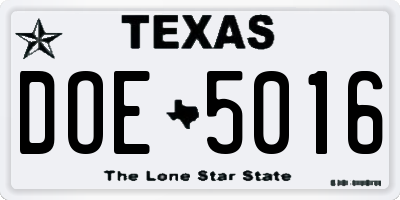 TX license plate DOE5016