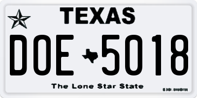 TX license plate DOE5018