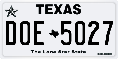 TX license plate DOE5027