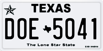 TX license plate DOE5041