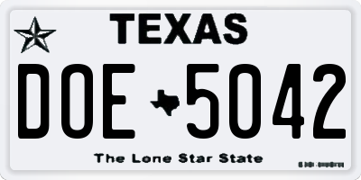 TX license plate DOE5042