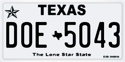 TX license plate DOE5043