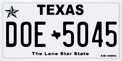 TX license plate DOE5045