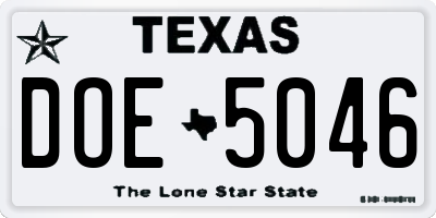 TX license plate DOE5046