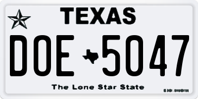 TX license plate DOE5047