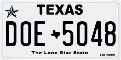 TX license plate DOE5048