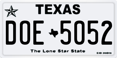 TX license plate DOE5052