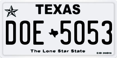 TX license plate DOE5053