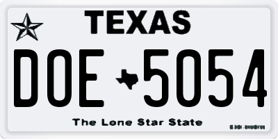 TX license plate DOE5054