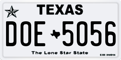 TX license plate DOE5056