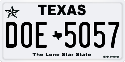 TX license plate DOE5057