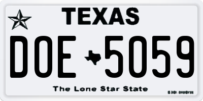 TX license plate DOE5059