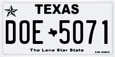 TX license plate DOE5071