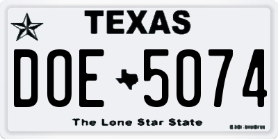 TX license plate DOE5074