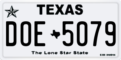 TX license plate DOE5079